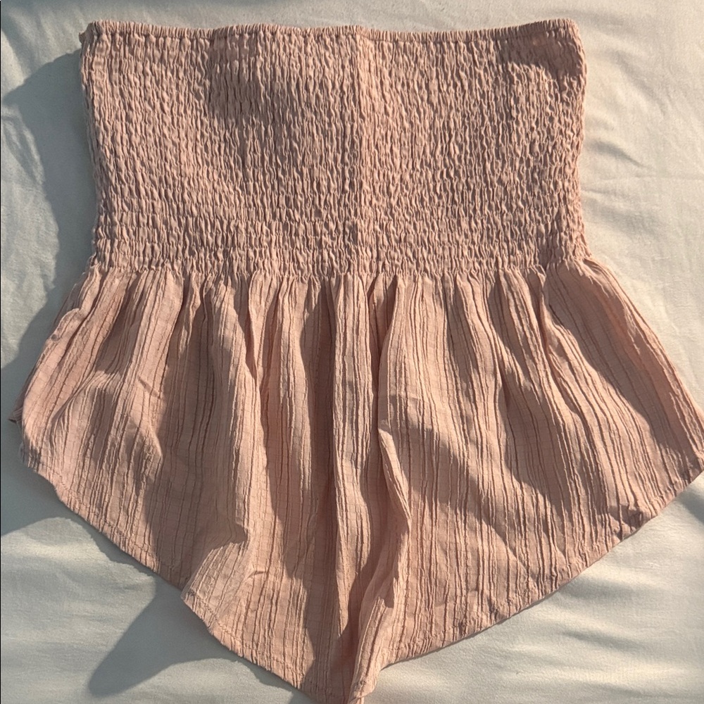 Women's Cream Smocked Shorts